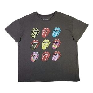 The Rolling Stones Novelty Shirt Large Gray Retro Rock Music Band Tee Unisex
